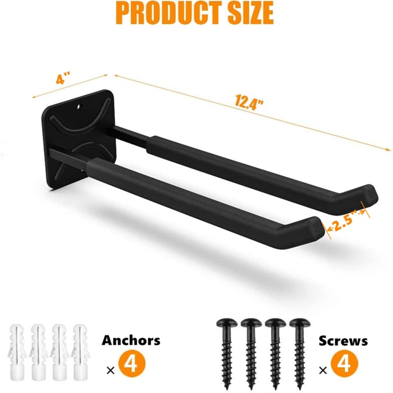 TORACK Garage Hooks Heavy Duty Tool Organizer, Wall Mount Hanger Rack Garage Storage Utility Hooks for Car Tires, Ladders, Chairs, Strollers, Power Tools, Garden Tools (2 Pack, 12.4" Hook) - Image 5